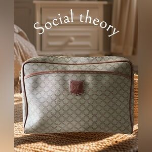 Authentic Celine Clutch – Cognac & Beige Signature Pattern